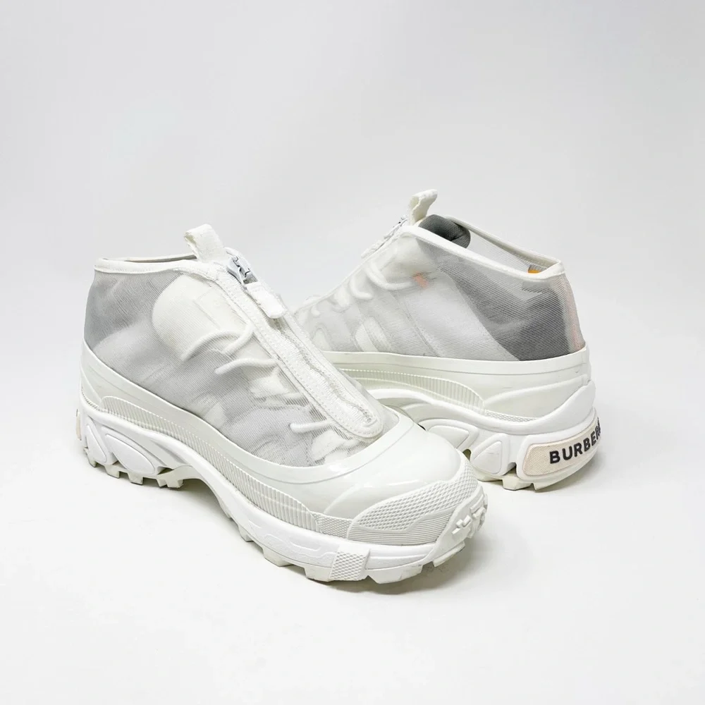 Burberry Arthur White Mesh Low Top Sneakers Chunky Shoes Made In Italy Size 37 - Picture 7 of 15